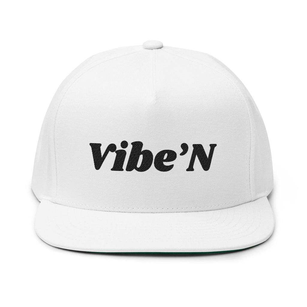 Flat Bill Cap - Vibe'n Embroidered Hat