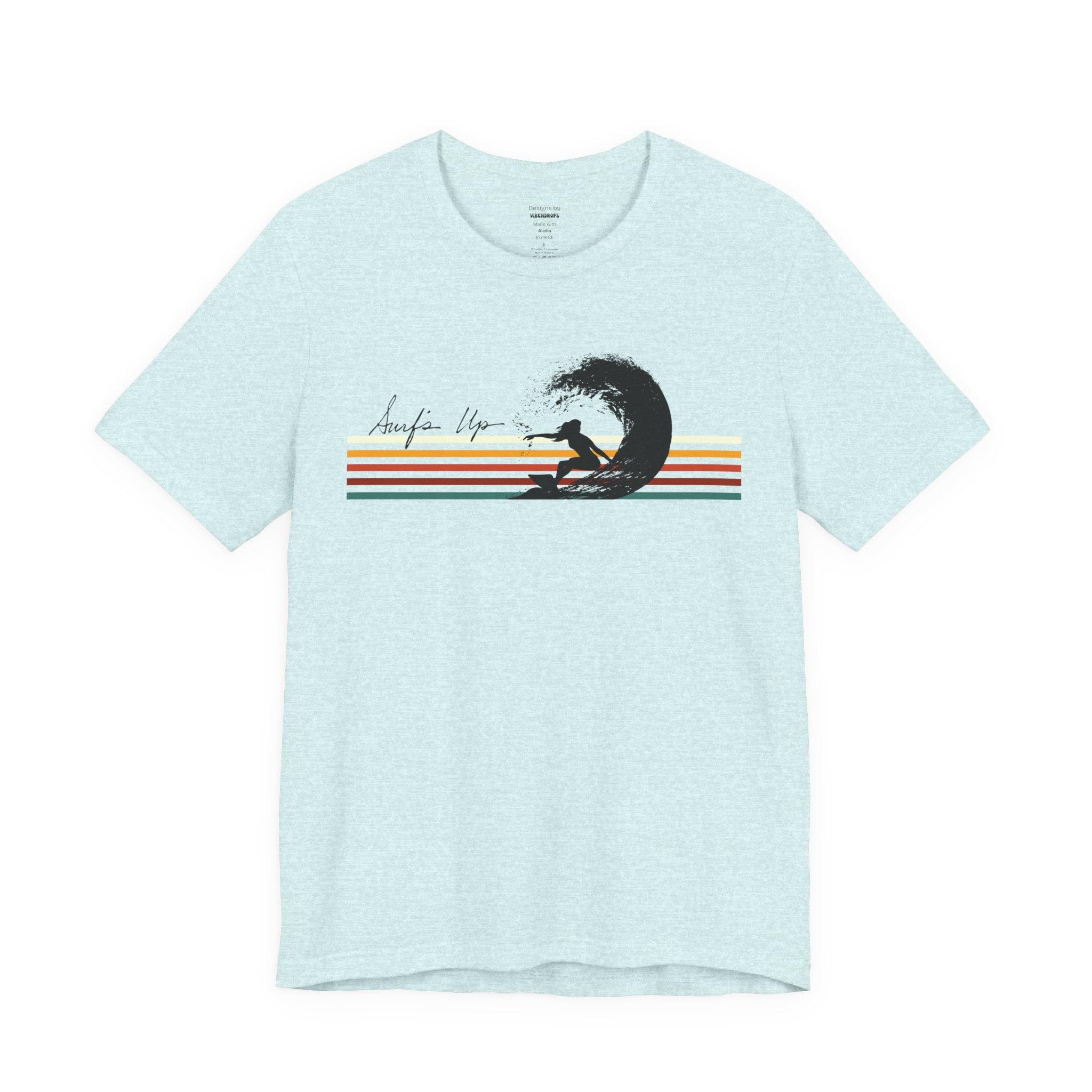 Surf's Up Retro Unisex Tee, Female Surfer Riding Pipeline Wave, Summer Beach Shirt, Ocean Lover Gift, Beach Vacation Apparel