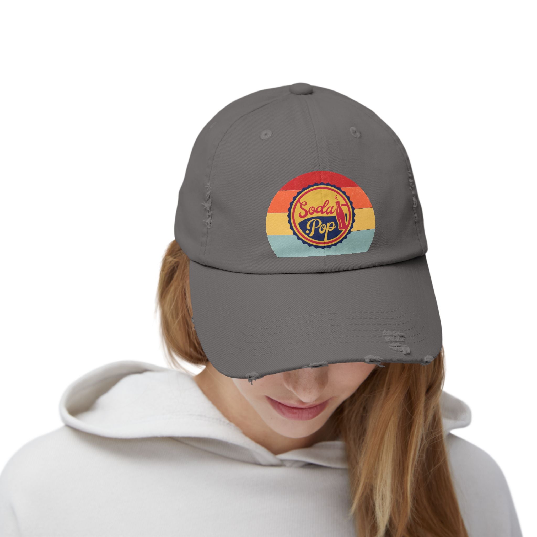 Retro Soda Pop Distressed Cap – Vintage Style Baseball Hat for Men & Women