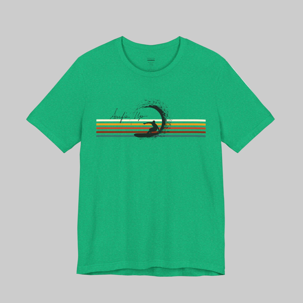Surf's Up Unisex Tee, Surfing Short Sleeve T-Shirt, Retro Color Lines Beach Shirt, Pipeline Wave Surfer Top, Ocean Lover Gift
