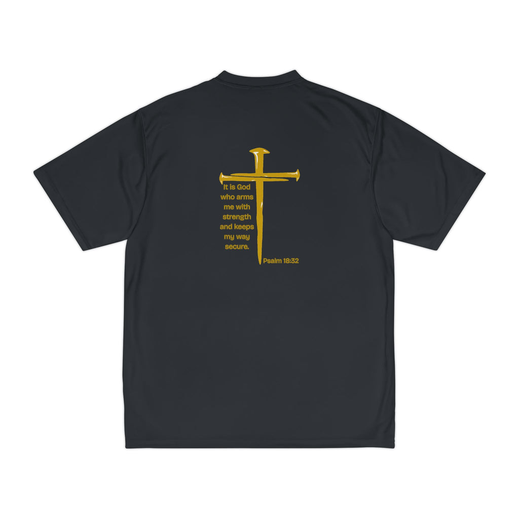 God's Gym Christian Workout Shirt. Psalm 18:32 Performance Tee. Faith Fitness Gym Shirt. Moisture Wicking Athletic Shirt.