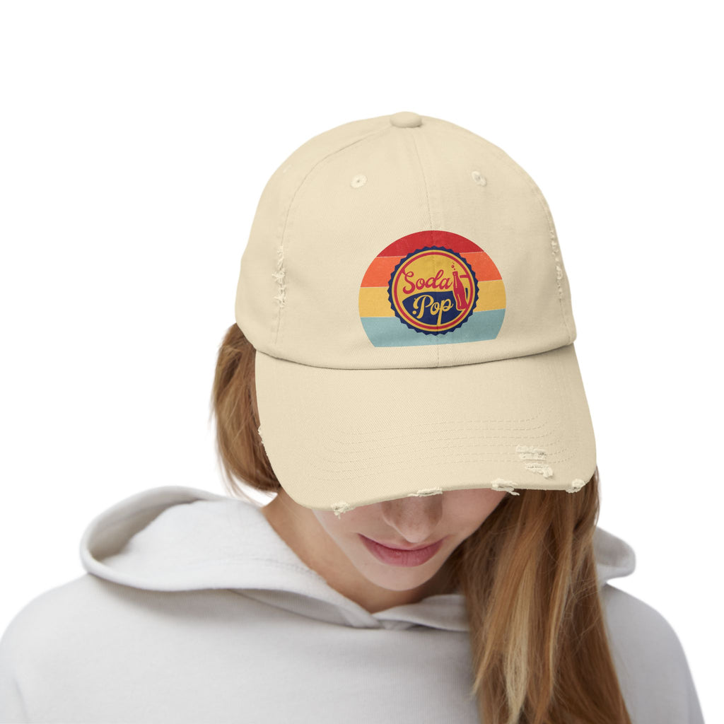 Retro Soda Pop Distressed Cap – Vintage Style Baseball Hat for Men & Women