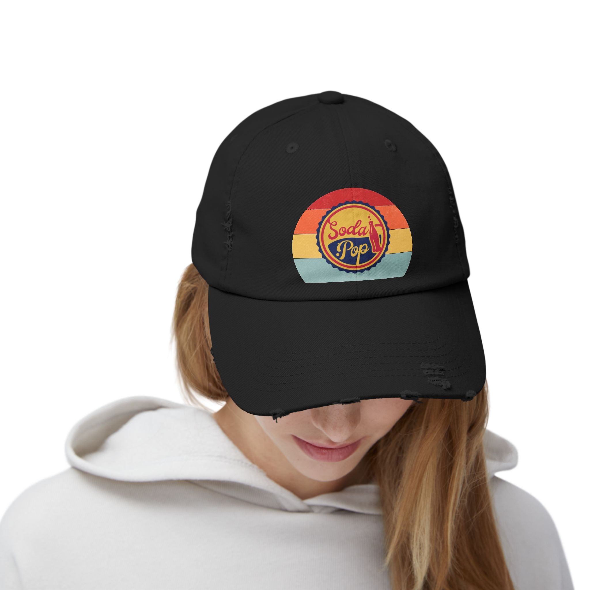 Retro Soda Pop Distressed Cap – Vintage Style Baseball Hat for Men & Women