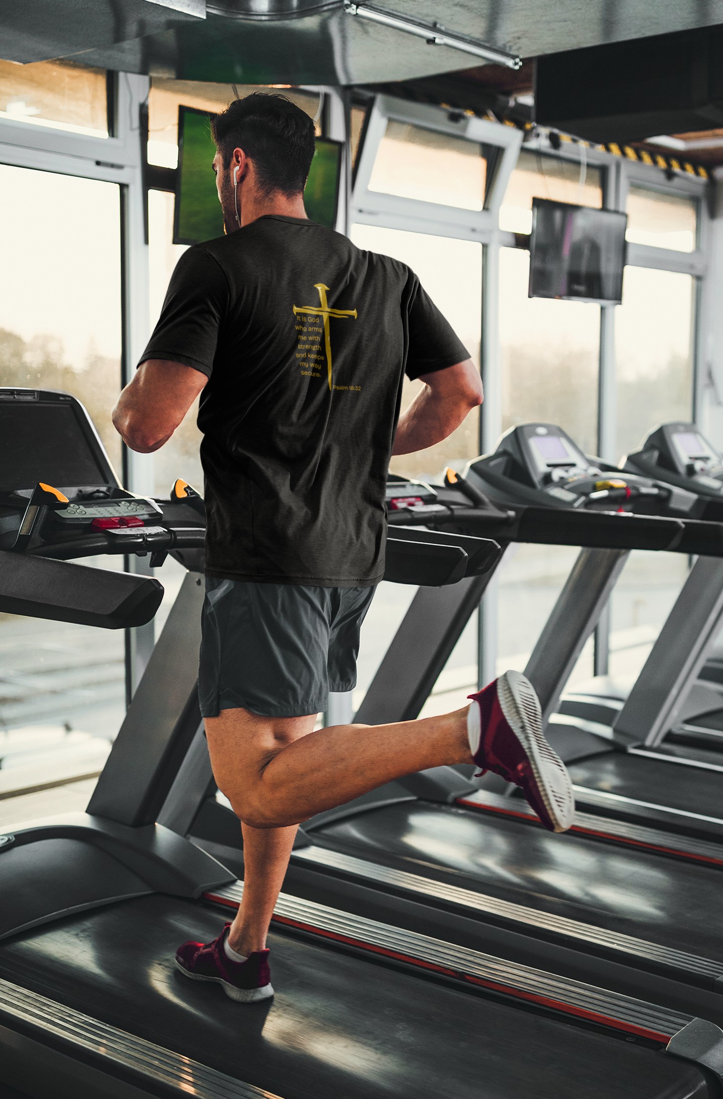 God's Gym Christian Workout Shirt. Psalm 18:32 Performance Tee. Faith Fitness Gym Shirt. Moisture Wicking Athletic Shirt.