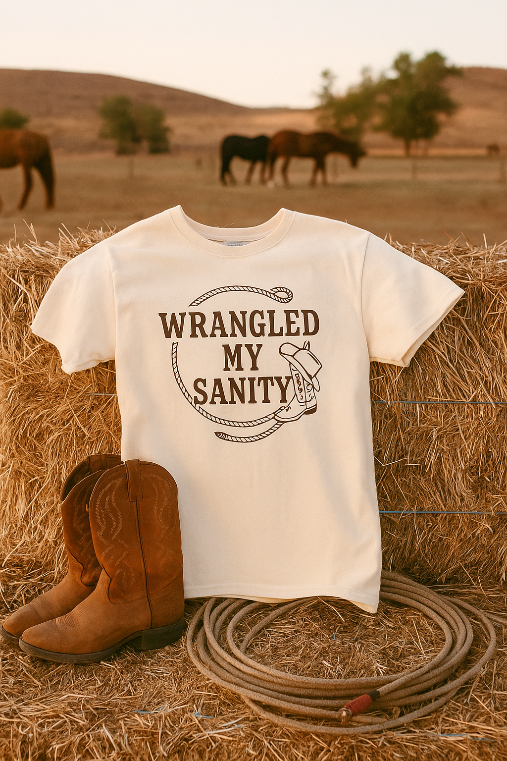 Wrangled My Sanity Western T-Shirt - Funny Graphic Tee - Country Shirt for Women & Men - Comfort Colors Unisex Garment-Dyed Tee