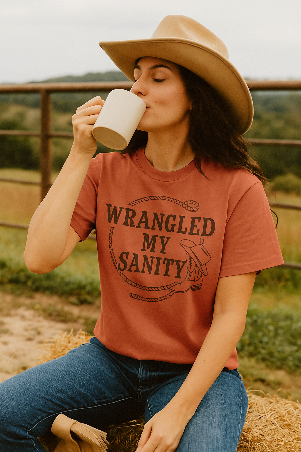 Wrangled My Sanity Western T-Shirt - Funny Graphic Tee - Country Shirt for Women & Men - Comfort Colors Unisex Garment-Dyed Tee