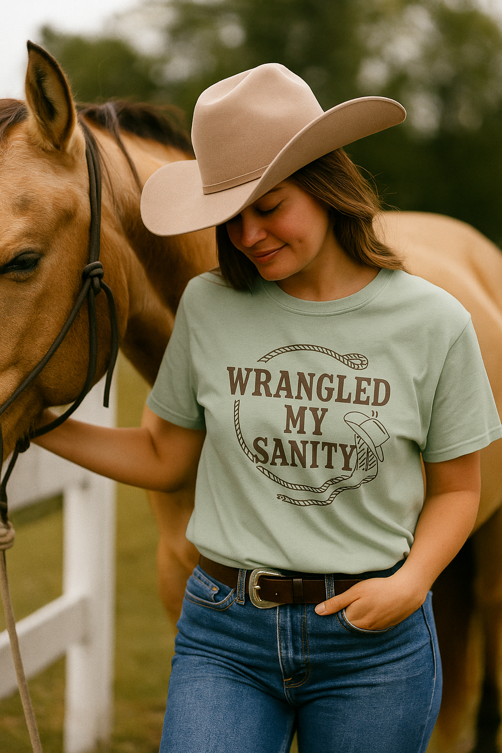 Wrangled My Sanity Western T-Shirt - Funny Graphic Tee - Country Shirt for Women & Men - Comfort Colors Unisex Garment-Dyed Tee