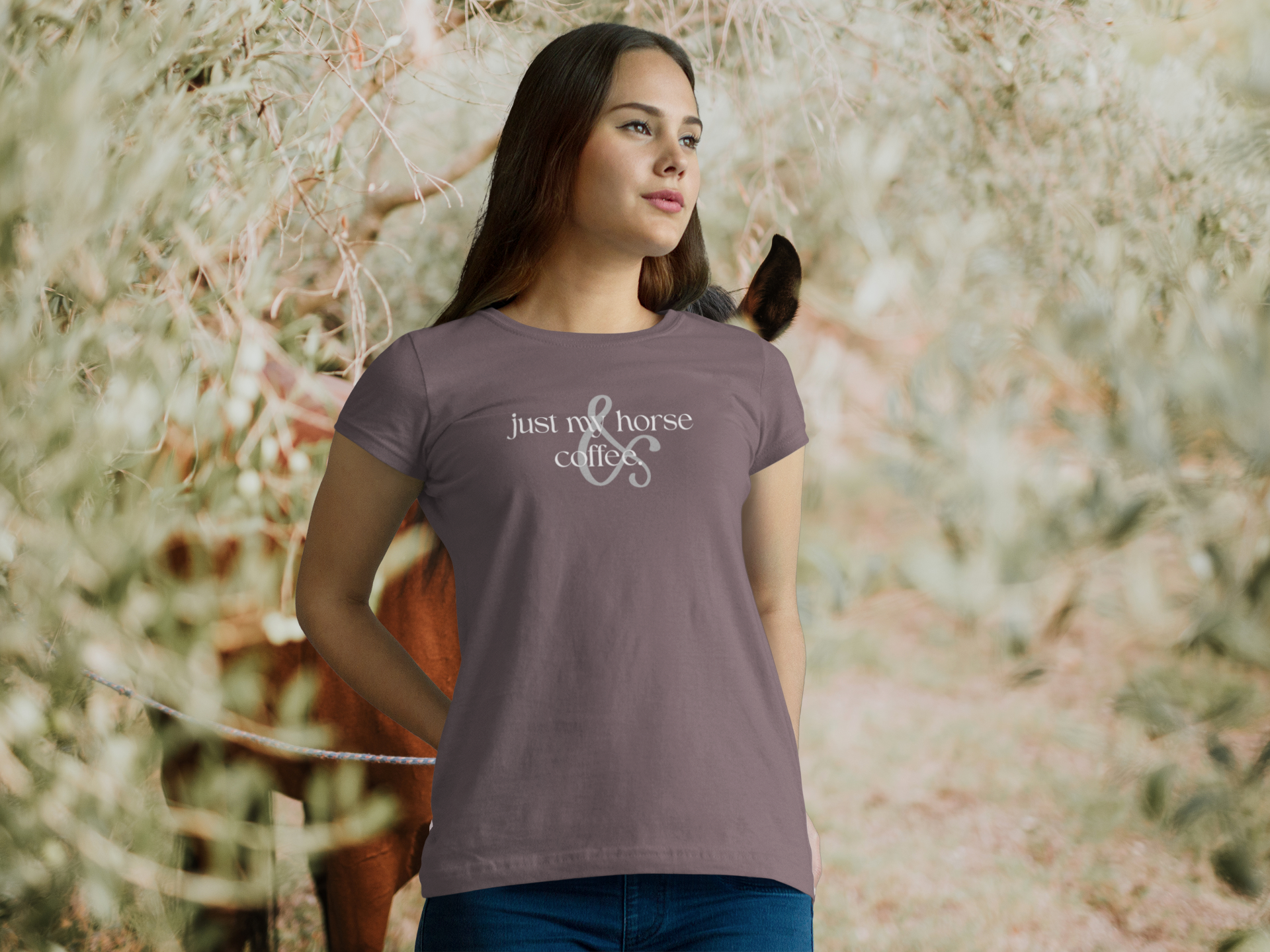 Just My Horse & Coffee Shirt | Women’s Equestrian Graphic Tee, Cowgirl Coffee Lover T-Shirt