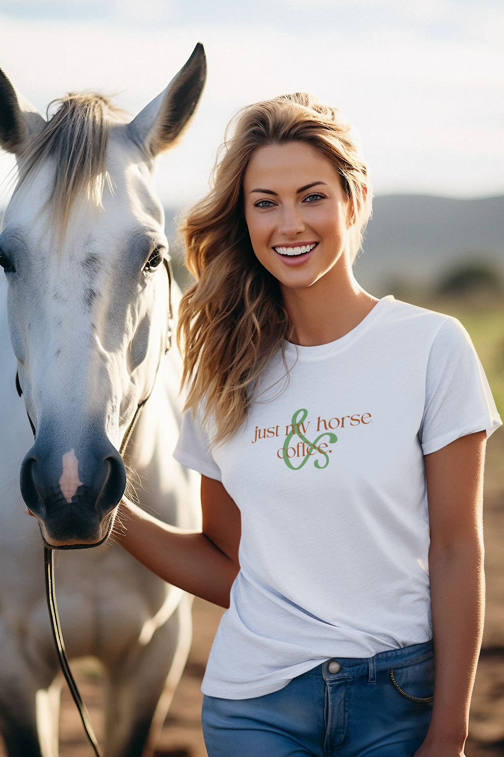 Women's Graphic Tee – Just My Horse & Coffee Shirt | Equestrian Rider Gift, Western Cowgirl Casual T-Shirt