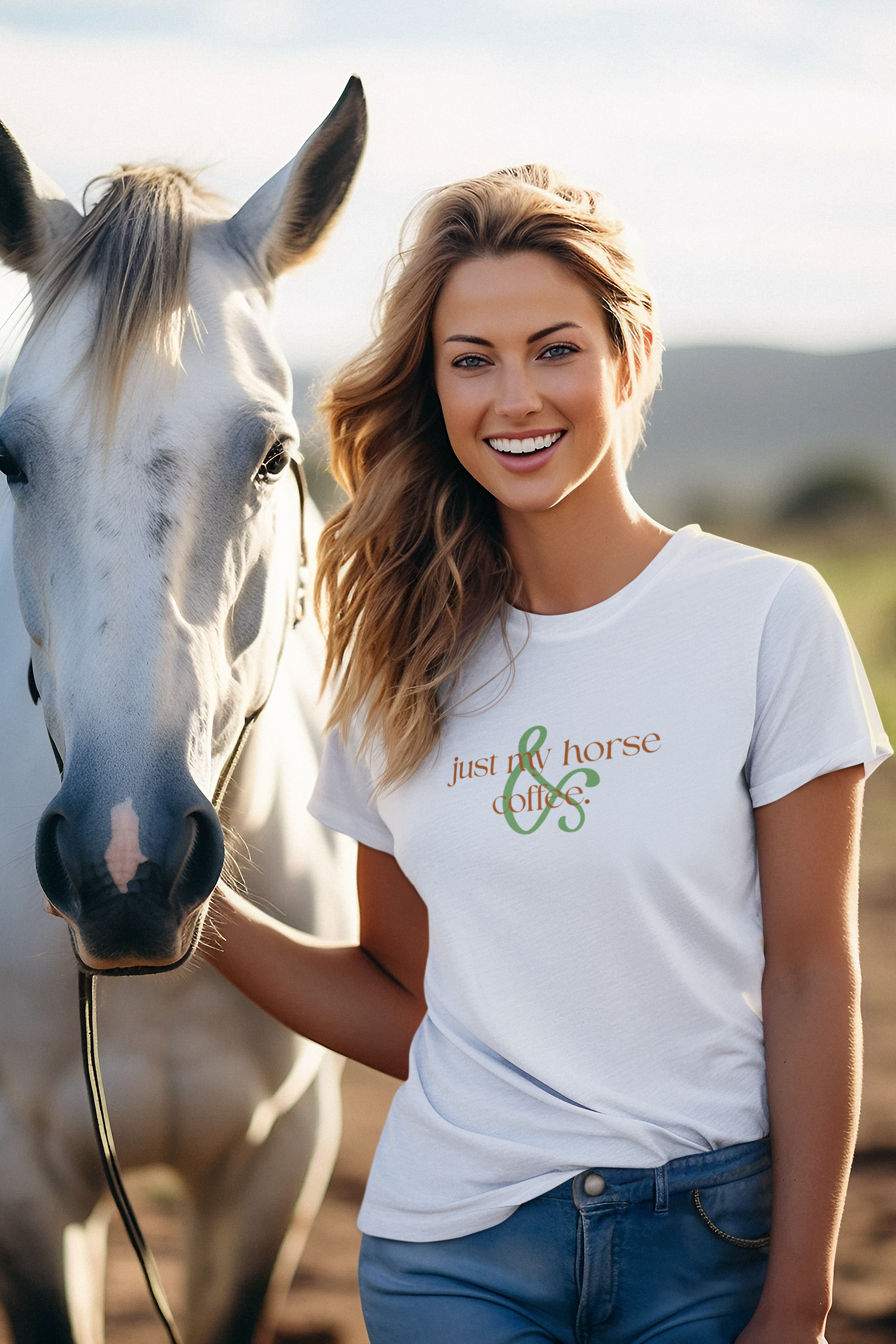 Women's Graphic Tee – Just My Horse & Coffee Shirt | Equestrian Rider Gift, Western Cowgirl Casual T-Shirt