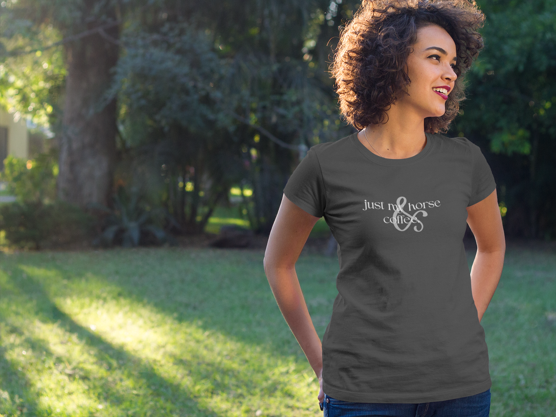 Just My Horse & Coffee Shirt | Women’s Equestrian Graphic Tee, Cowgirl Coffee Lover T-Shirt