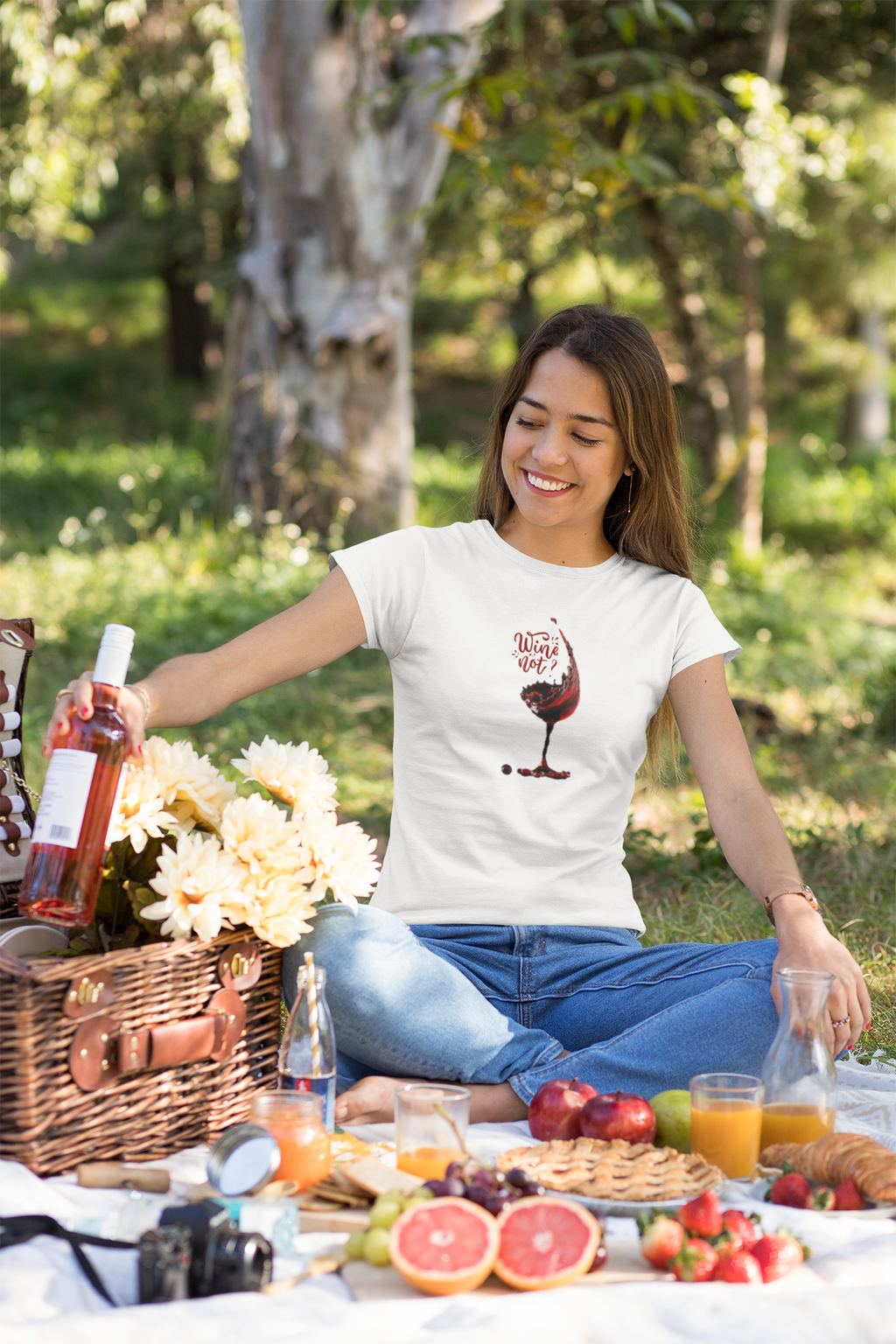 Wine Not T-Shirt, Funny Wine Lover Tee, Alcohol Drinking Shirt, Unisex Jersey Top, Wine Wave Design